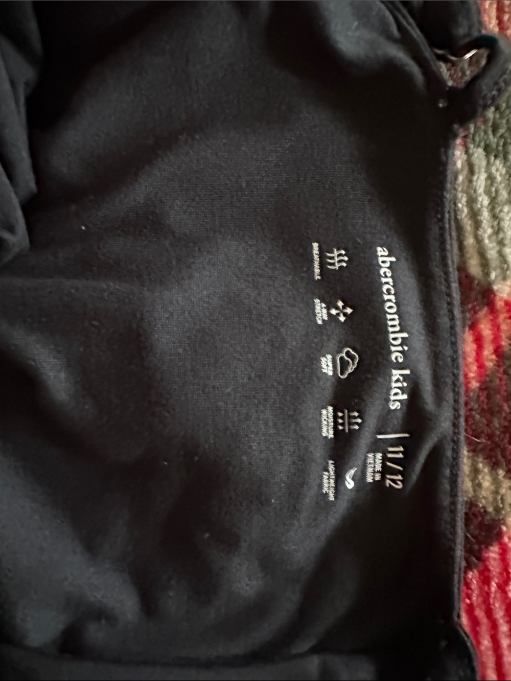abercrombie kids black pullover hoodie with interior logo print